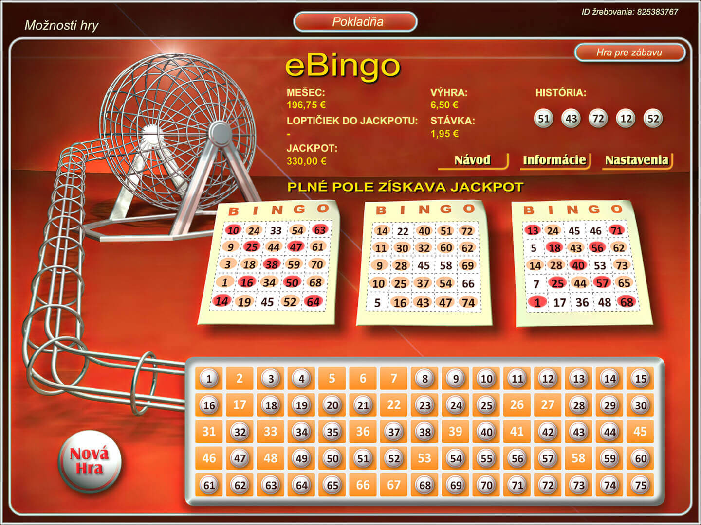 eBingo – bingo v online kasíne eTipos.sk