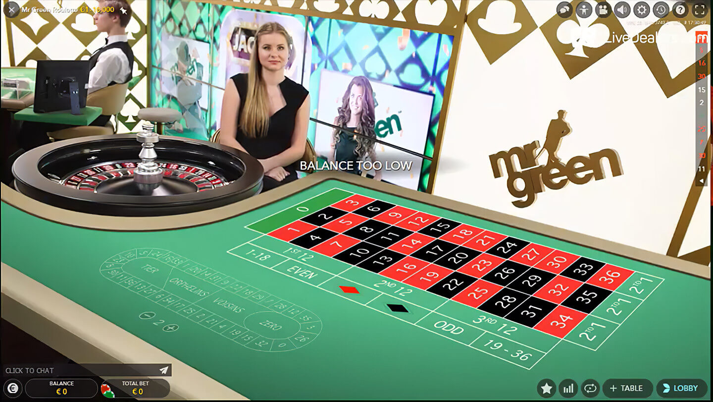 Live ruleta v online kasíne Mr. Green