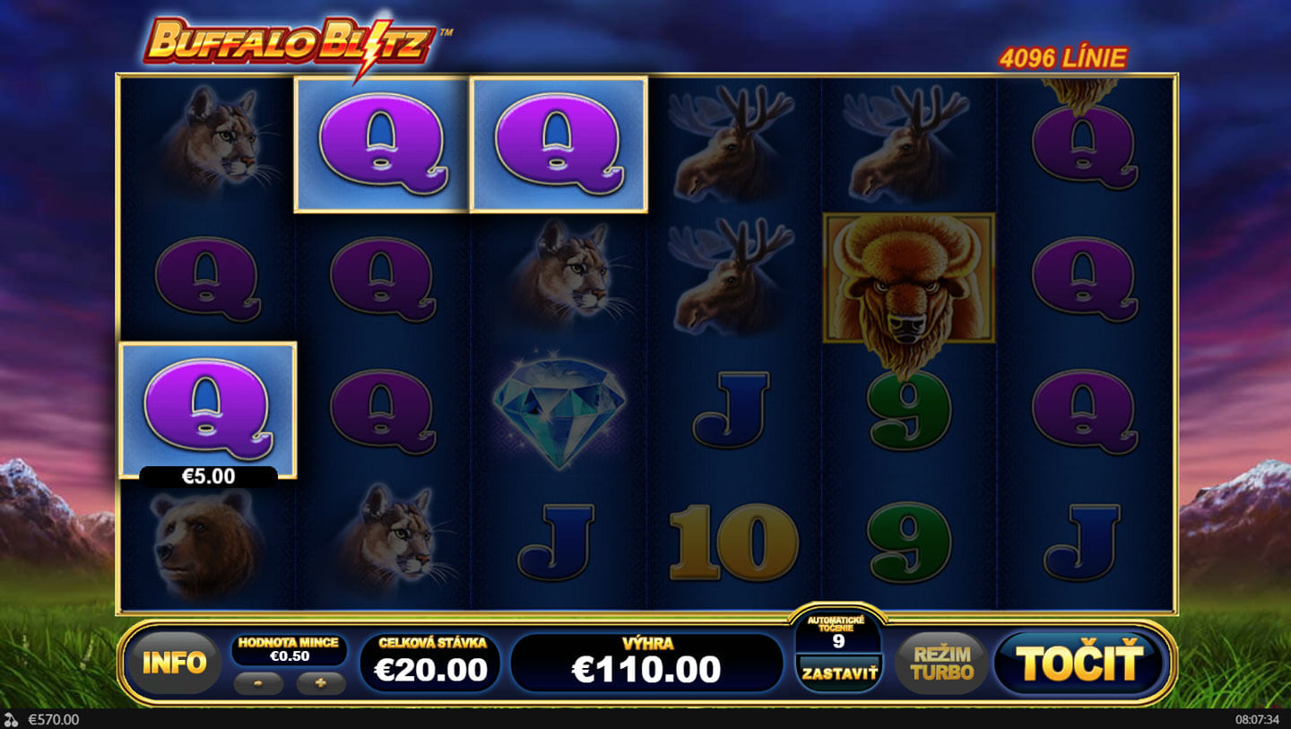 Výhra na automate Buffalo Blitz v kasíne Fortuna