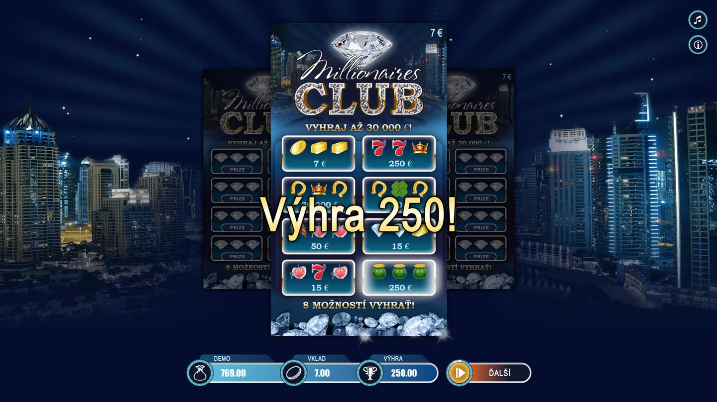 Online žreb Millionaires Club